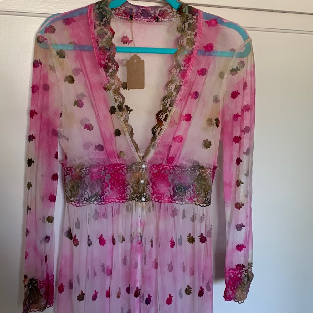 Maxi ice tie dyed lace robe duster - Picture 4 of 13